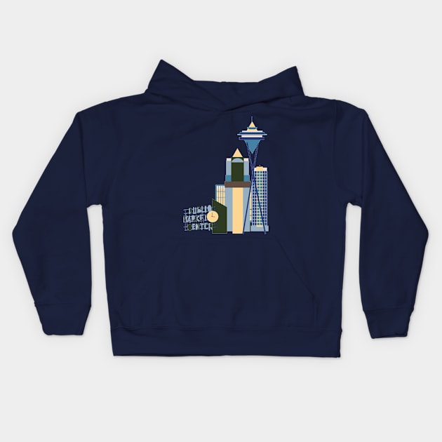 Seattle Buildings Kids Hoodie by eashleigh